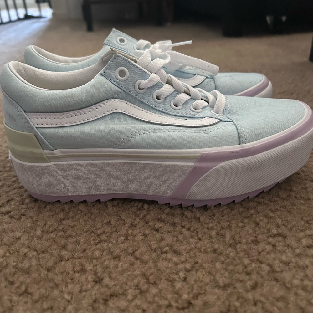 Vans Women's Pastel Blue and Lavender Platform Sneakers